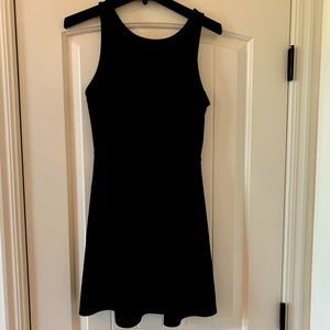 Black A-line dress with V back